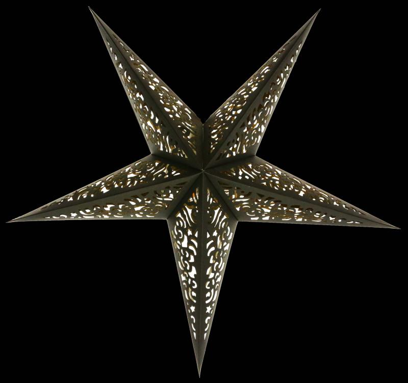 Baby Kala Schwarz / Goldglitter  - Faltbarer Leuchtstern, Weihnachtsstern aus Papier mit 5 Zacken, 40 cm